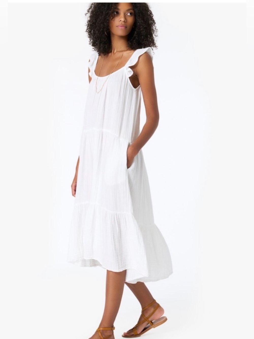 Xirena | New Rumer white double gauze midi dress NWT womens size M ruffle tiered